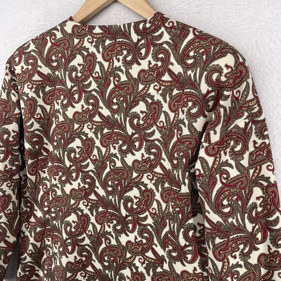 ADDENDA Top Womens M Paisley Shirt Blouse Button Front Long Sleeve Brown VTG - Picture 7 of 13